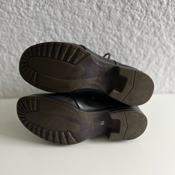 BUNKER Eur 38 Womens 7 Black Lace Up Leather Boots Purple Lining Grunge 90s Funk - Picture 11 of 12